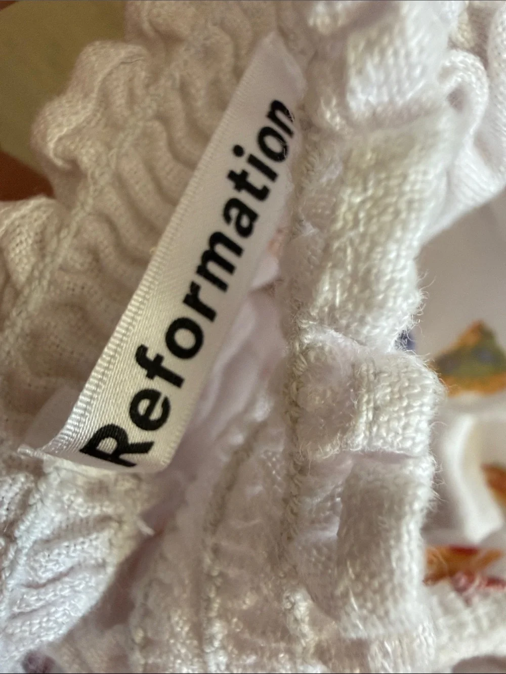 Reformation White Fruit Print Sundress with Red, Yellow & Blue Accents - Picture 3 of 4